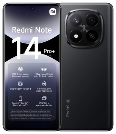 Xiaomi Redmi Note 14 Pro+ 5G 12GB RAM 512GB Midnight Black