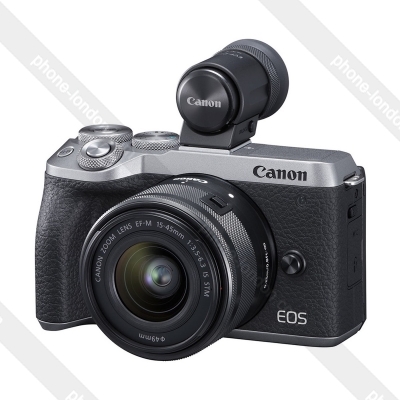 Canon EOS M6 Mark II with 15-45mm Lens and EVF-DC2 Viewfinder Silver