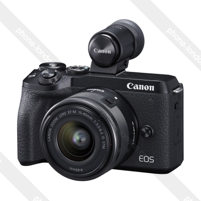 Canon EOS M6 Mark II with 15-45mm Lens and EVF-DC2 Viewfinder Black